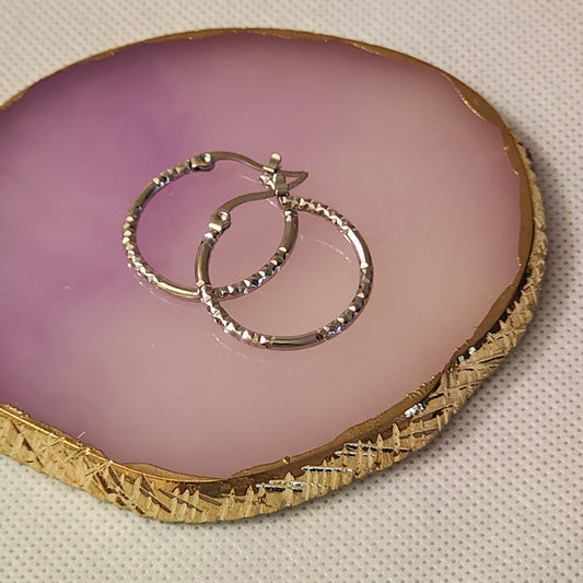 SILVER SHINY  HOOPS EARRINGS