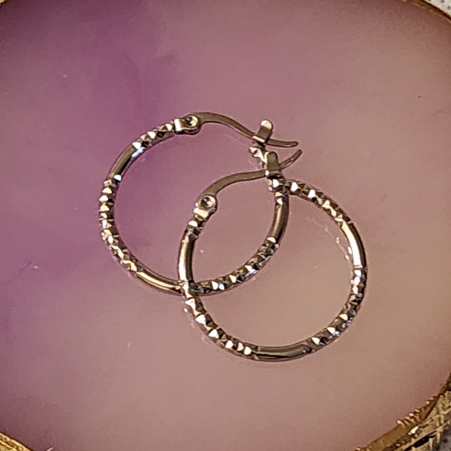 SILVER SHINY  HOOPS EARRINGS